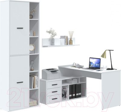 Комплект мебели для кабинета Интерлиния Skill-G(L) (белый платинум/белый платинум)