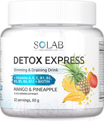 Пищевая добавка SOLAB Напиток растворимый Детокс и ягоды годжи Detox Slim Effect (32 порции, манго/ананас)