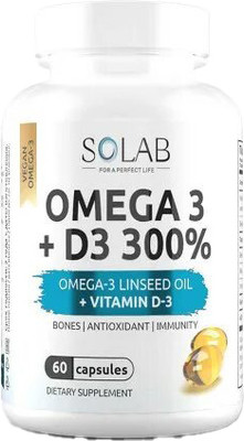 Мультивитаминный комплекс SOLAB Омега 3 и витамин Д3 600 МЕ (60 капсул)