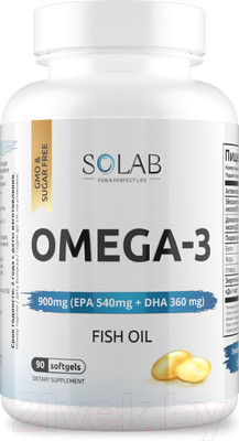Жирные кислоты SOLAB Omega-3 (900мг, 90 капсул)