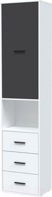 Шкаф-пенал Интерлиния Skill-24 (1) (белый платинум/антрацит)