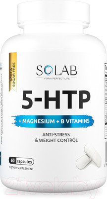Аминокислота 5-HTP SOLAB С магнием и витаминами группы В в капсулах (60 капсул)