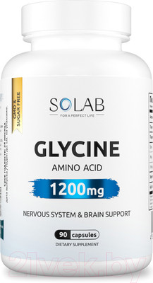 Глицин SOLAB В капсулах (1200мг, 90 капсул)