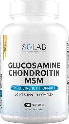 Комплексная пищевая добавка SOLAB Глюкозамин Хондроитин MSM (90 капсул)