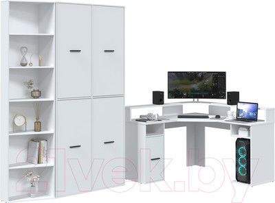 Комплект мебели для кабинета Интерлиния Skill-B (белый платинум/белый платинум)
