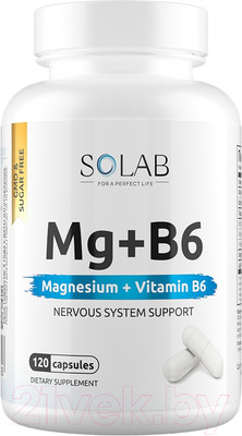 Пищевая добавка SOLAB Магний+витамин В6 (120 капсул)