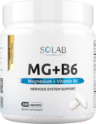 Комплексная пищевая добавка SOLAB Магний+витамин В6 (240 капсул)