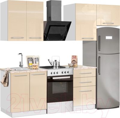 Кухонный гарнитур Кастанье Мила 1.5 (ваниль глянец)