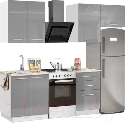 Кухонный гарнитур Кастанье Мила 1.5 (серый пыльный)