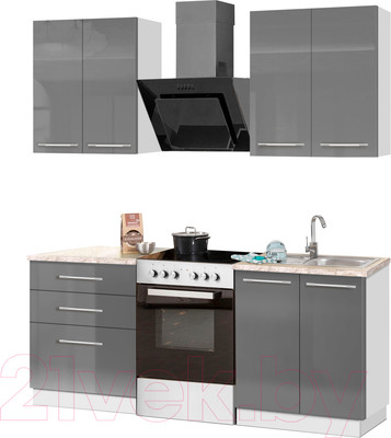 Кухонный гарнитур Кастанье Мила 1.2 (серый пыльный)