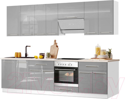 Кухонный гарнитур Кастанье Мила 2.6 (серый пыльный)