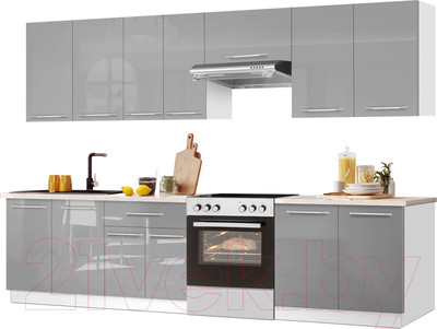 Кухонный гарнитур Кастанье Мила 2.8 (серый пыльный)