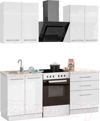Кухонный гарнитур Кастанье Мила 1.2 (белый глянец)