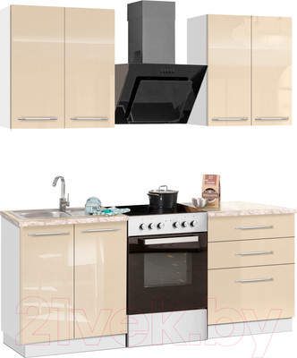 Кухонный гарнитур Кастанье Мила 1.2 (ваниль глянец)