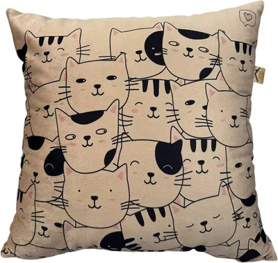 Подушка декоративная MATEX Meow. Котики / 62-714 (кофейный/черный/розовый)