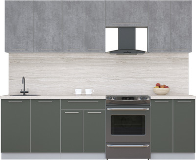 Кухонный гарнитур Interline Мила Пластик 2.6 А (оксид темный/шторм/травертин серый)