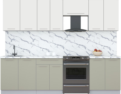 Кухонный гарнитур Интерлиния Мила Пластик 2.7 А (зефирный/латте/белый гранит)