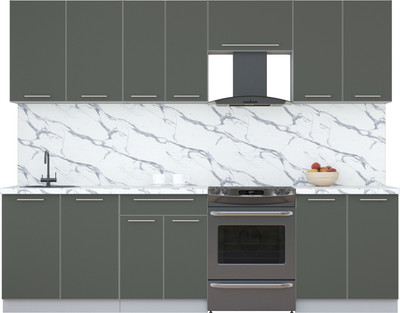 Кухонный гарнитур Interline Мила Пластик 2.7 А (шторм/шторм/белый гранит)