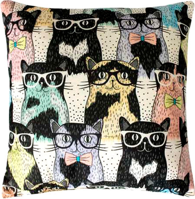 Подушка декоративная MATEX Fantasy Line. Коты хипсторы / 31-154 (черный/бежевый)