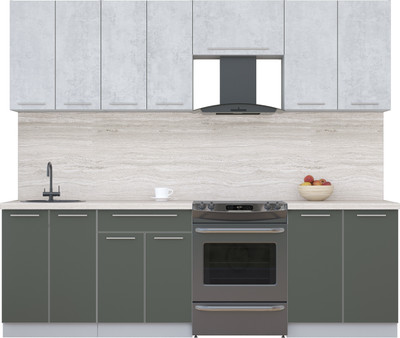 Кухонный гарнитур Interline Мила Пластик 2.5 А (оксид светлый/шторм/травертин серый)