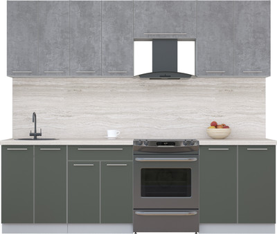 Кухонный гарнитур Interline Мила Пластик 2.5 А (оксид темный/шторм/травертин серый)