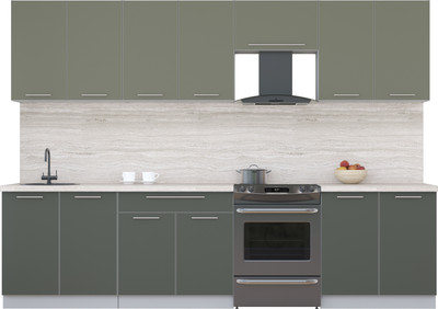 Кухонный гарнитур Interline Мила Пластик 3.0 А (кварцевый/шторм/травертин серый)