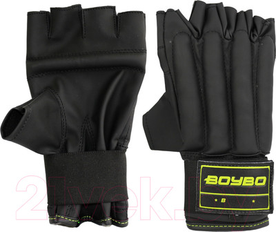 Перчатки для единоборств BoyBo Шингарты B-series (S, черный/зеленый)