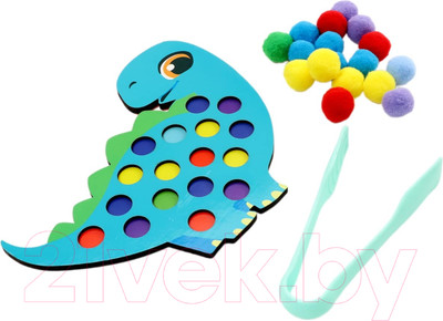 Сортер Лесная мастерская Дино с бомбошками и пинцетом / 10326642