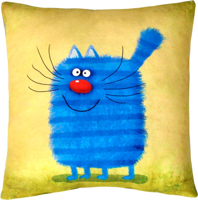 Подушка декоративная MATEX Kotoklism line. Полосатый кот / 28-970 (синий/голубой/горчичный)