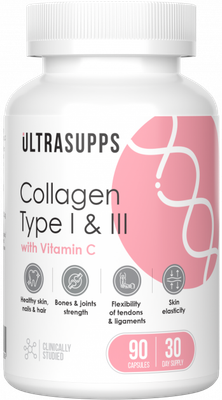 Коллаген Ultrasupps I и III типа (90 капсул)