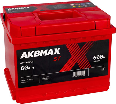 Автомобильный аккумулятор AKBMAX R ST 60R L2 (60 А/ч)