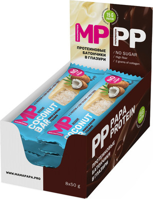 Набор протеиновых батончиков MAMAPAPA Кокос в белой глазури (20x40г)