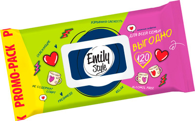 Влажные салфетки Emily Style Гигиенические для всей семьи (120шт)