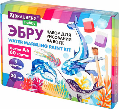 Набор для творчества Brauberg Hobby Эбру. Рисование на воде / 665355 (9цв)