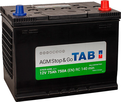 Автомобильный аккумулятор TAB AGM R + 75R D26 (75 А/ч)