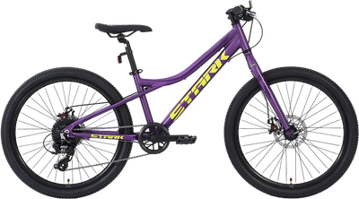 Велосипед STARK Slash 24.1 D 2025 (фиолетовый матовый/кислотно-желтый, разобранный, в коробке)
