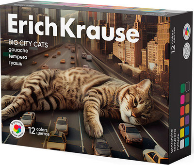 Гуашь Erich Krause Big City Cats / 62982 (12цв)