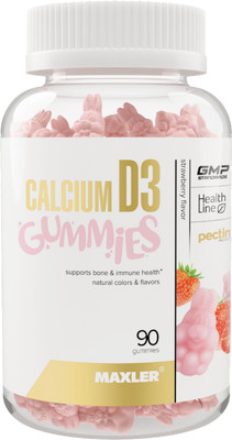 Витаминно-минеральный комплекс Maxler Кальций Д3 гаммиз со вкусом клубники (90 таблеток)