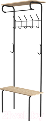 Секция в прихожую Sheffilton SHT-HW1 / 939743 (черный муар/дуб беленый)