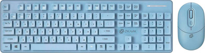 Комплект клавиатура и мышь Оклик S265W (голубой)
