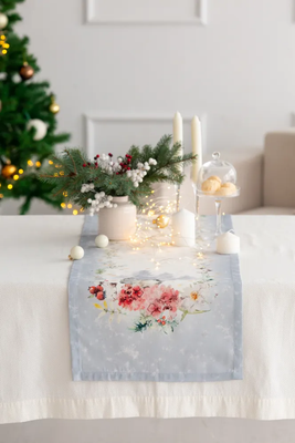 Дорожка на стол Listelle Зимний букет голубой 313104