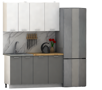 Кухонный гарнитур Eligard Lion 1.4 без столешницы (белый/дымчатый алмаз)