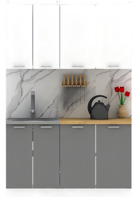 Кухонный гарнитур Eligard Lion 1.4 без столешницы (белый/дымчатый алмаз)