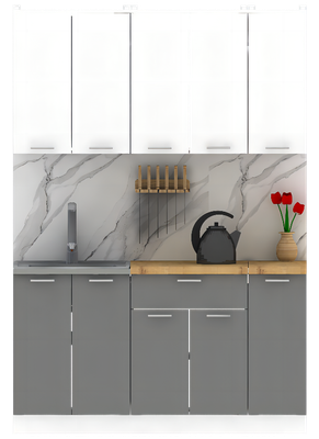 Кухонный гарнитур Eligard Lion 1.5 без столешницы (белый/дымчатый алмаз)