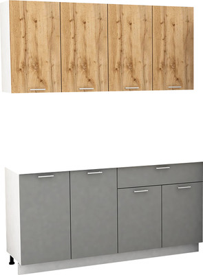 Кухонный гарнитур Eligard Lion 2 1.6 без столешницы (дуб натуральный/дымчатый алмаз)