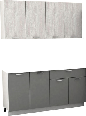 Кухонный гарнитур Eligard Lion 2 1.6 без столешницы (ледяное дерево/дымчатый алмаз)