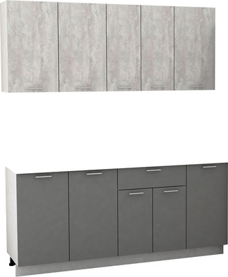 Кухонный гарнитур Eligard Lion 1.8 без столешницы (ледяное дерево/дымчатый алмаз)