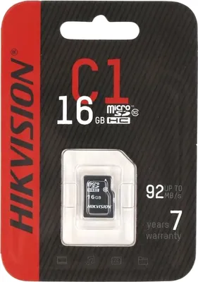 Карта памяти Hikvision MicroSDHC 16GB HS-TF-C1(STD) ZAZ01X00 OD
