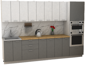 Кухонный гарнитур Eligard Lion 3.0 без столешницы (белый/дымчатый алмаз)