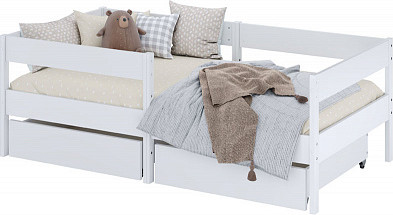 Кровать-чердак детская Polini Kids Simple 3435 с ящиками / 0002803.9 (белый)